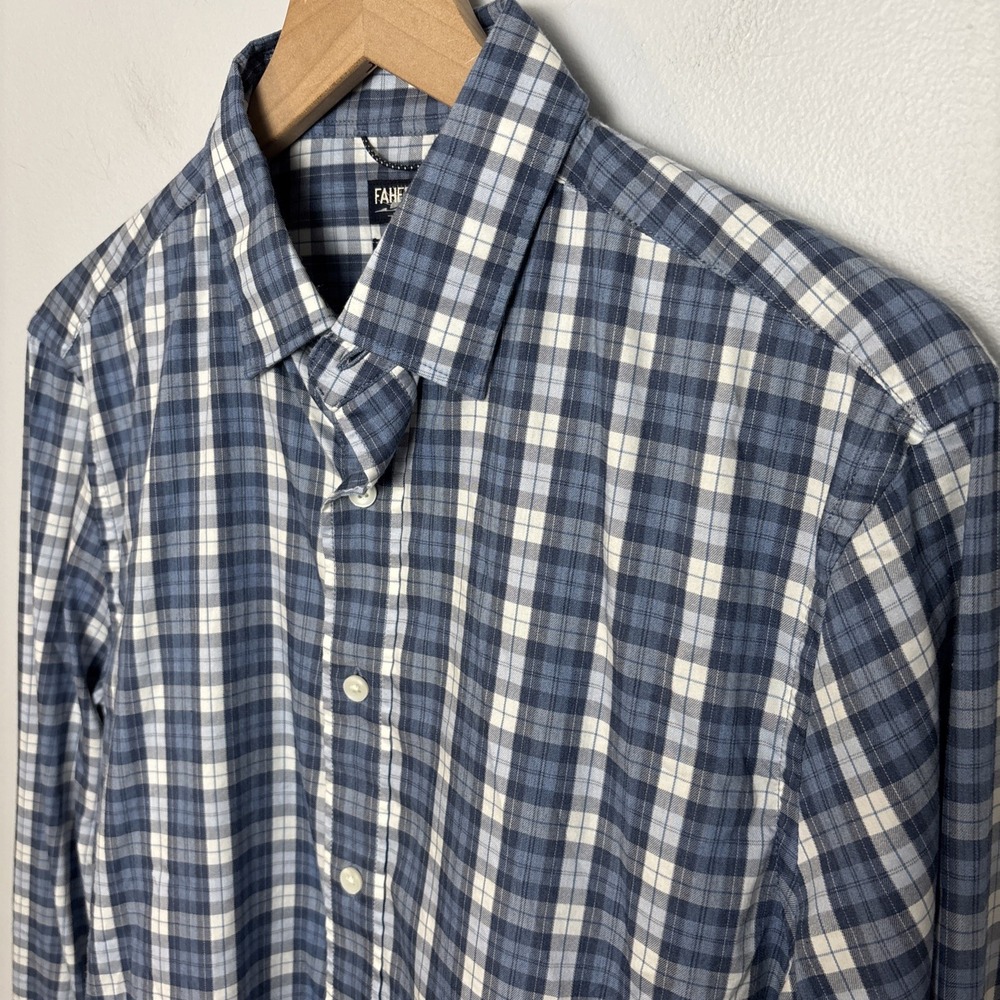 Faherty Reserve The Movement Shirt Men's Medium Blue Plaid Long Sleeve Button Up